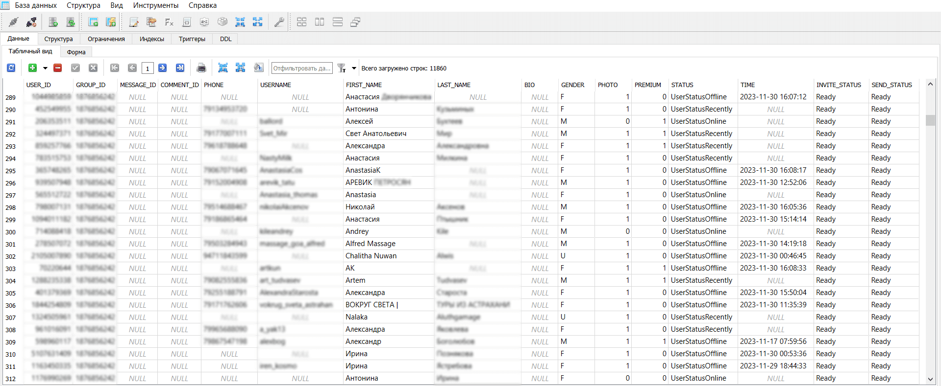 Вид таблицы - 1
